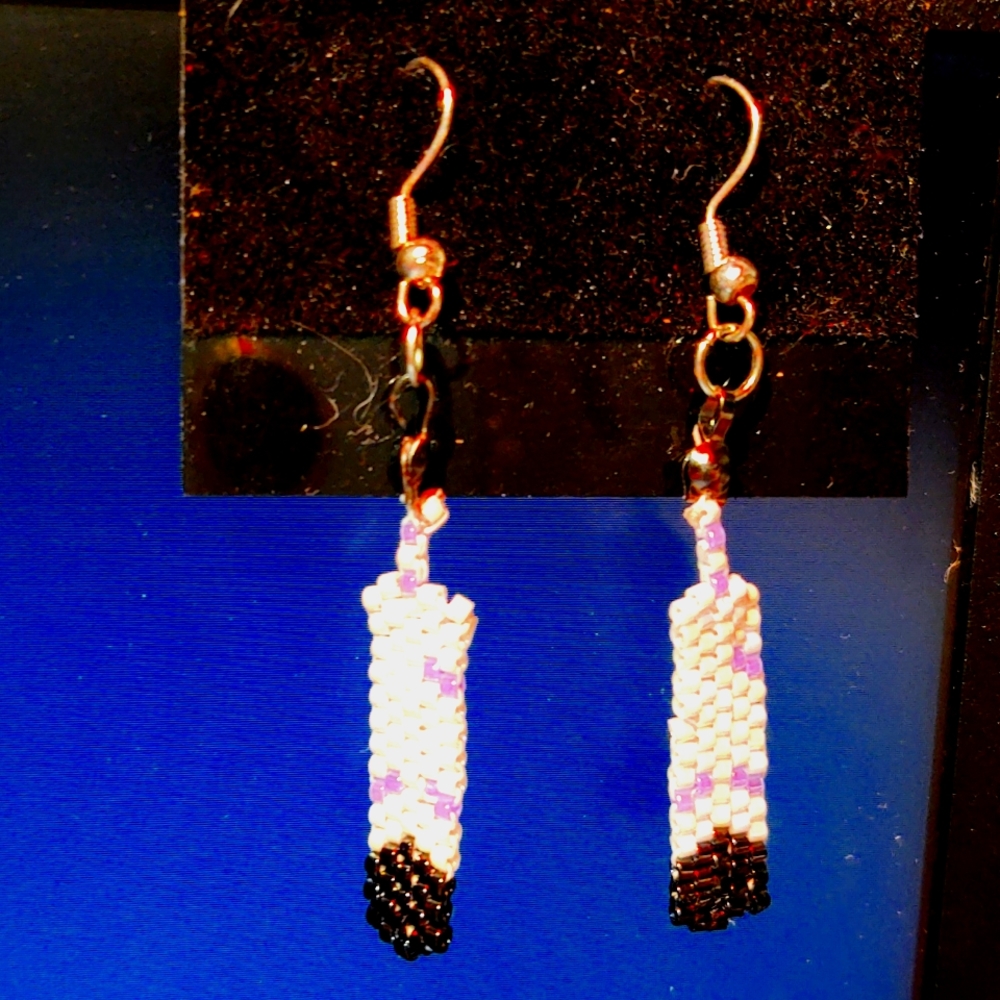 Beaded Feather Earrings